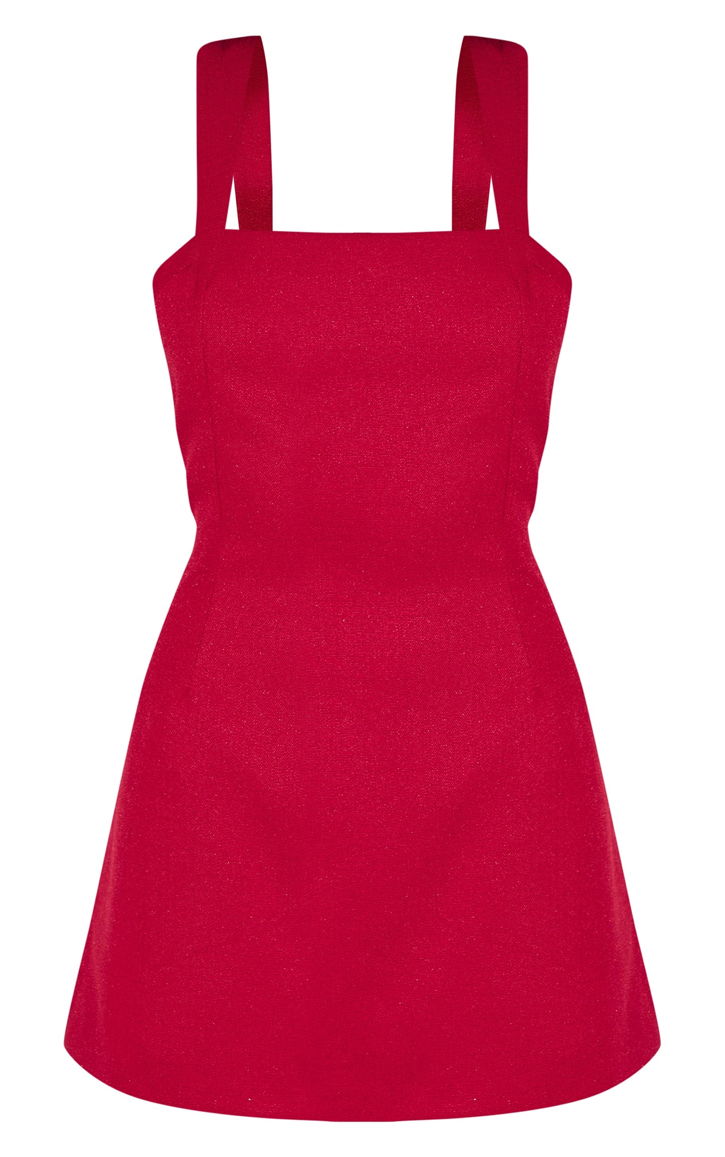 Red Twill Cut Out Bow Shift Dress