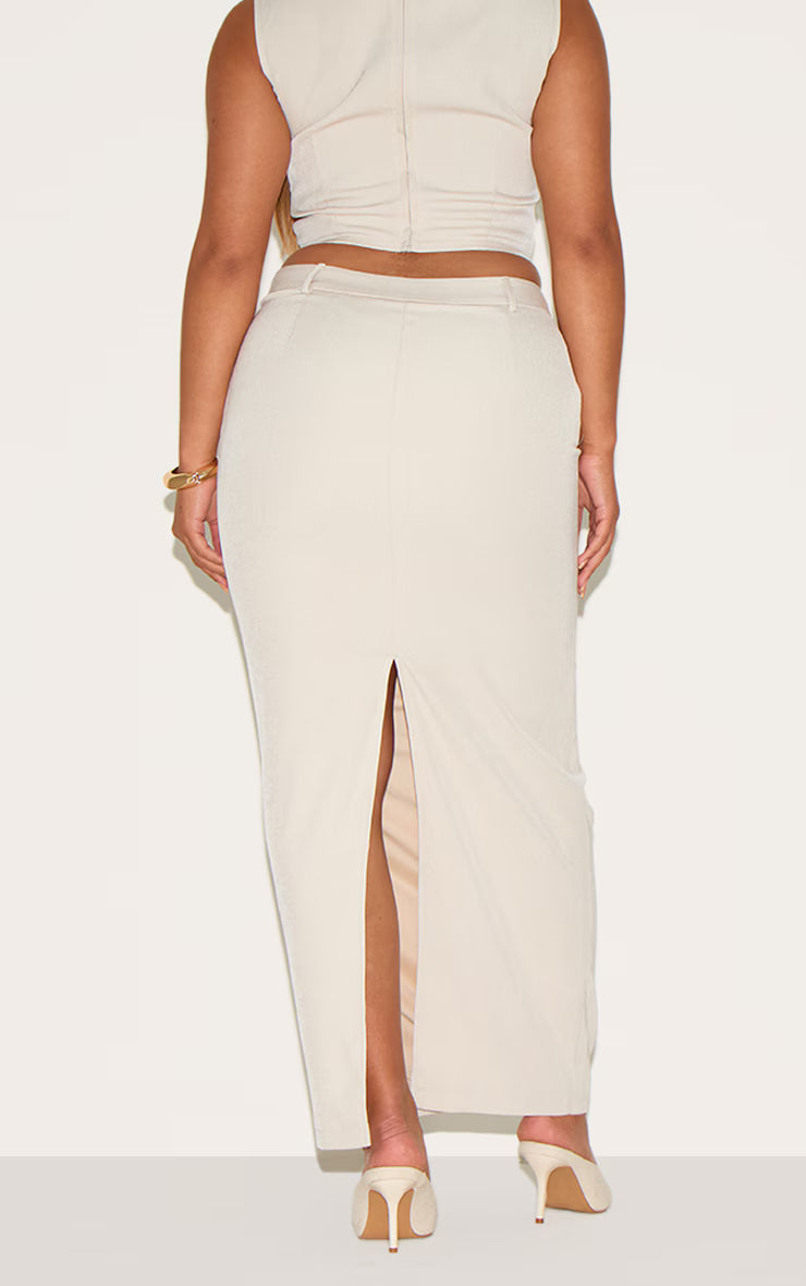 Shape Stone Tailored High Waisted Split Front Maxi Skirt