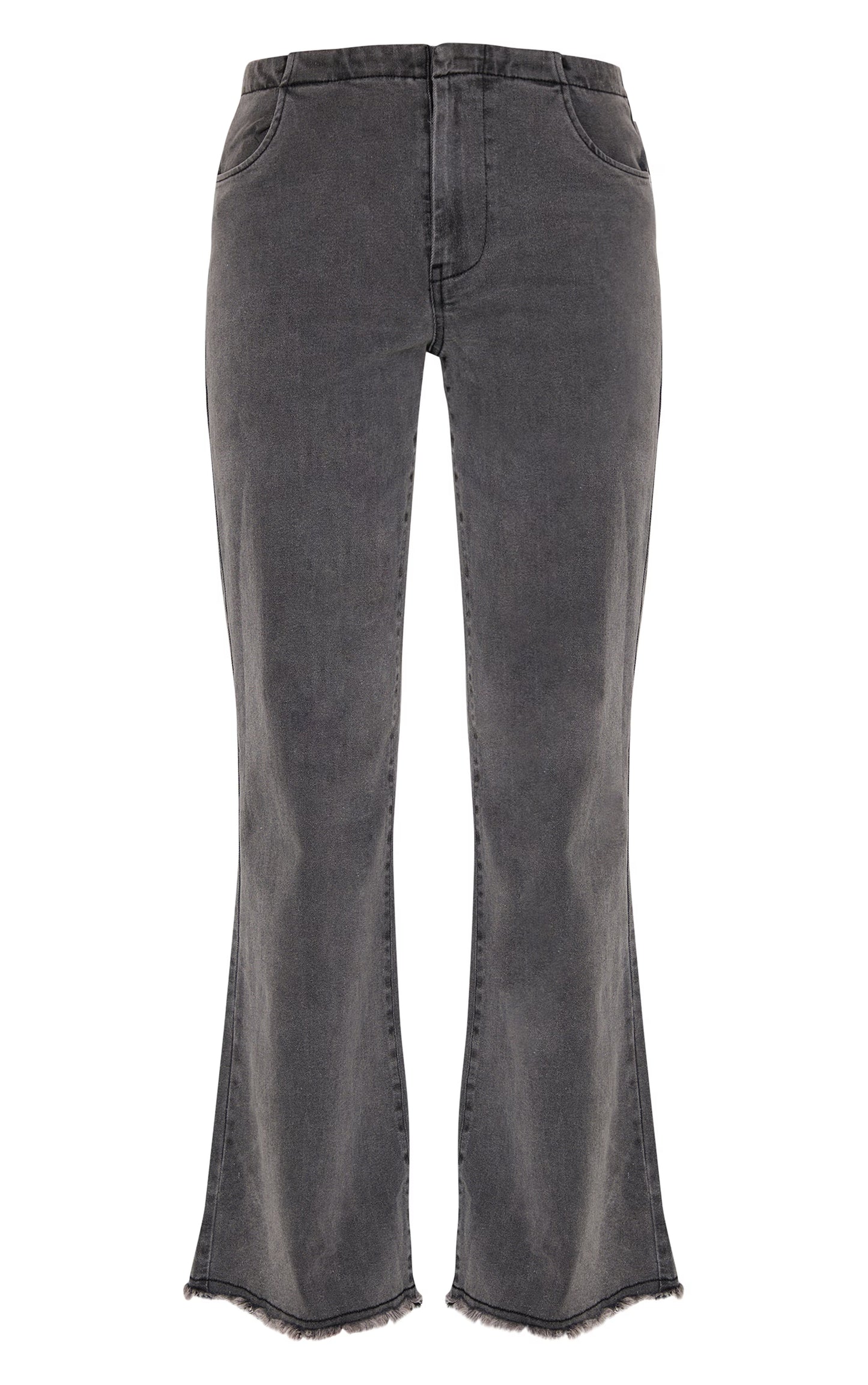 Washed Black Invisible Waistband Low Rise Straight Leg Jeans