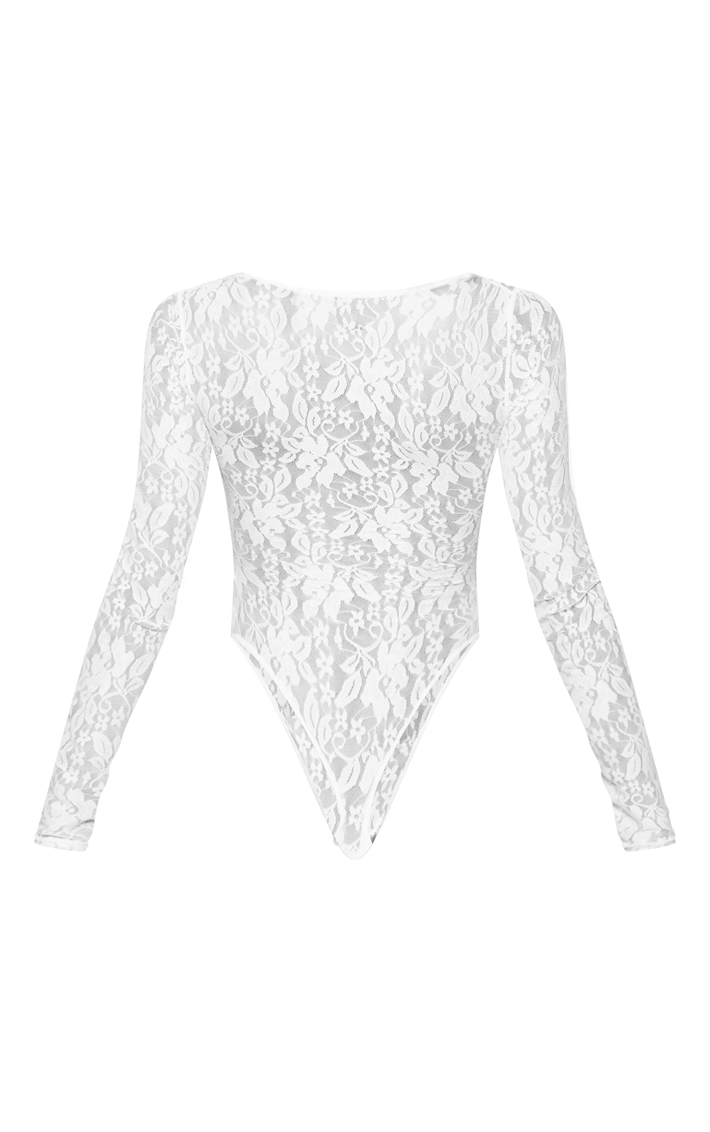 White Lace Bandeau Detail Long Sleeve Bodysuit