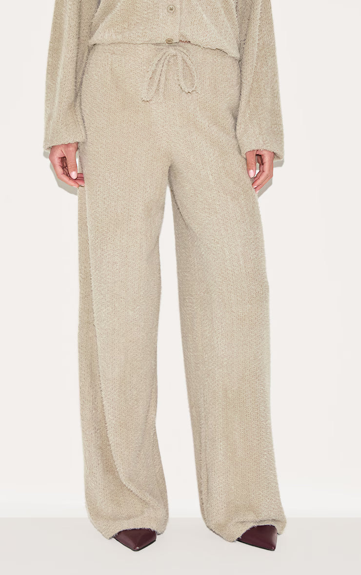 Mushroom Textured Wide Leg Drawstring Pants