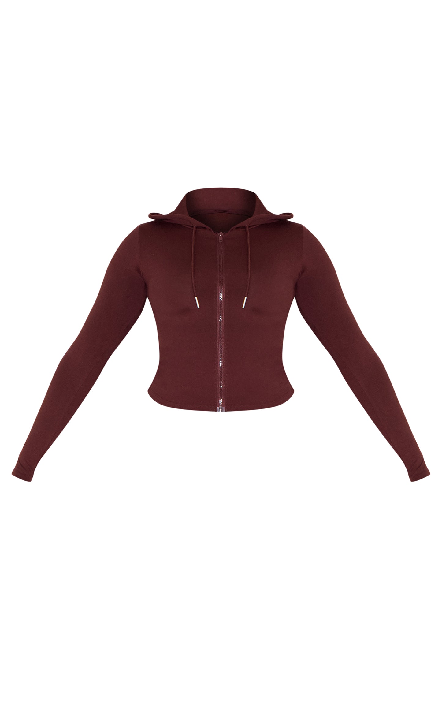 Shape Brown Stretch Sculpted Zip Through Hoodie