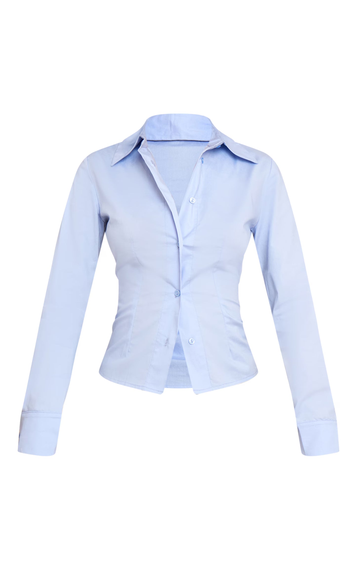 Sky Blue Fitted Long Sleeve Shirt