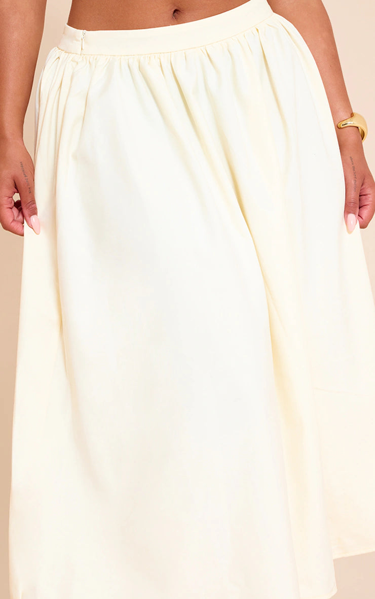 Shape Butter Cream Woven Mid Rise Midi A-line Skirt