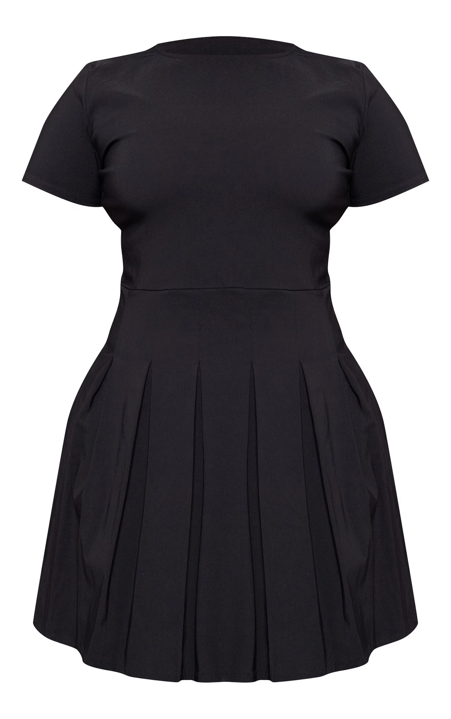 Plus Black Pleat Hem Detail Tailored Mini Dress
