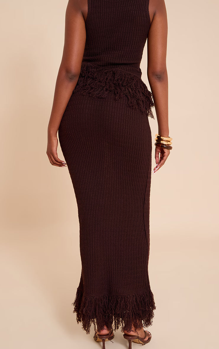 Chocolate Loop Knit Maxi Skirt