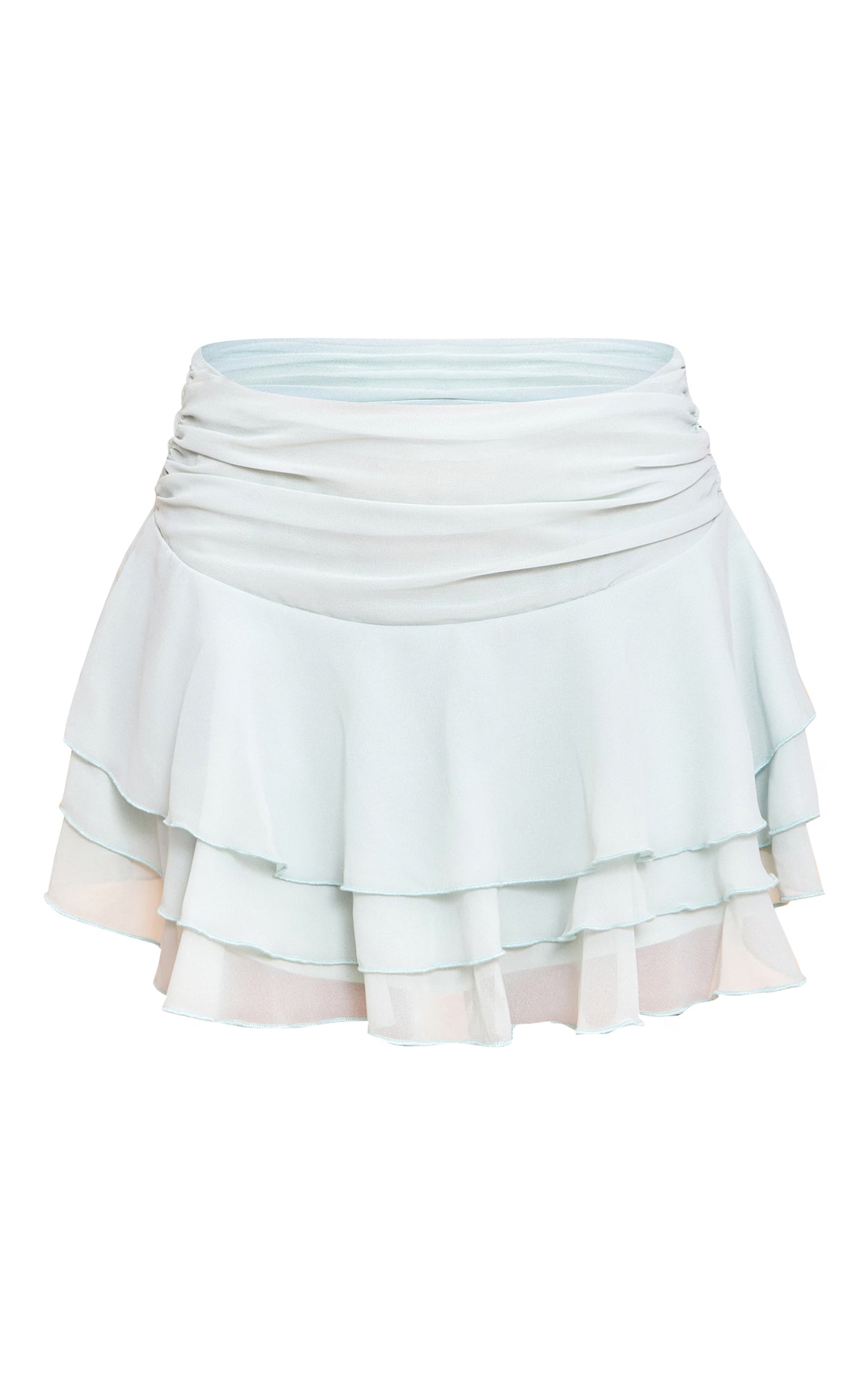 Sage Chiffon Layered Mini Skirt