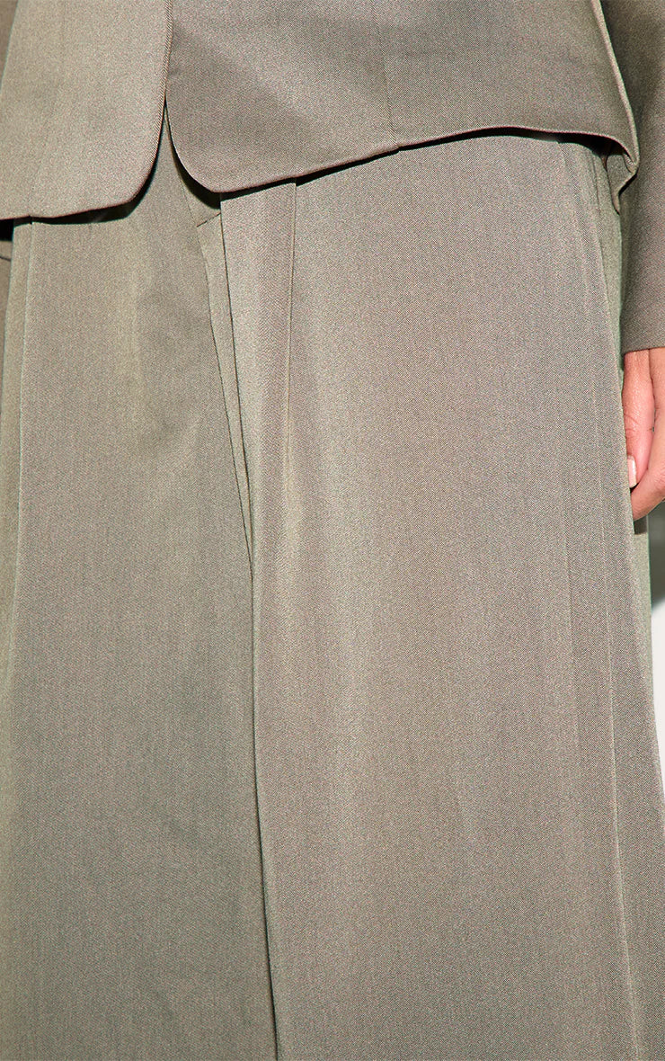 Grey Premium Woven Tailored Wide Leg Pleated Pants