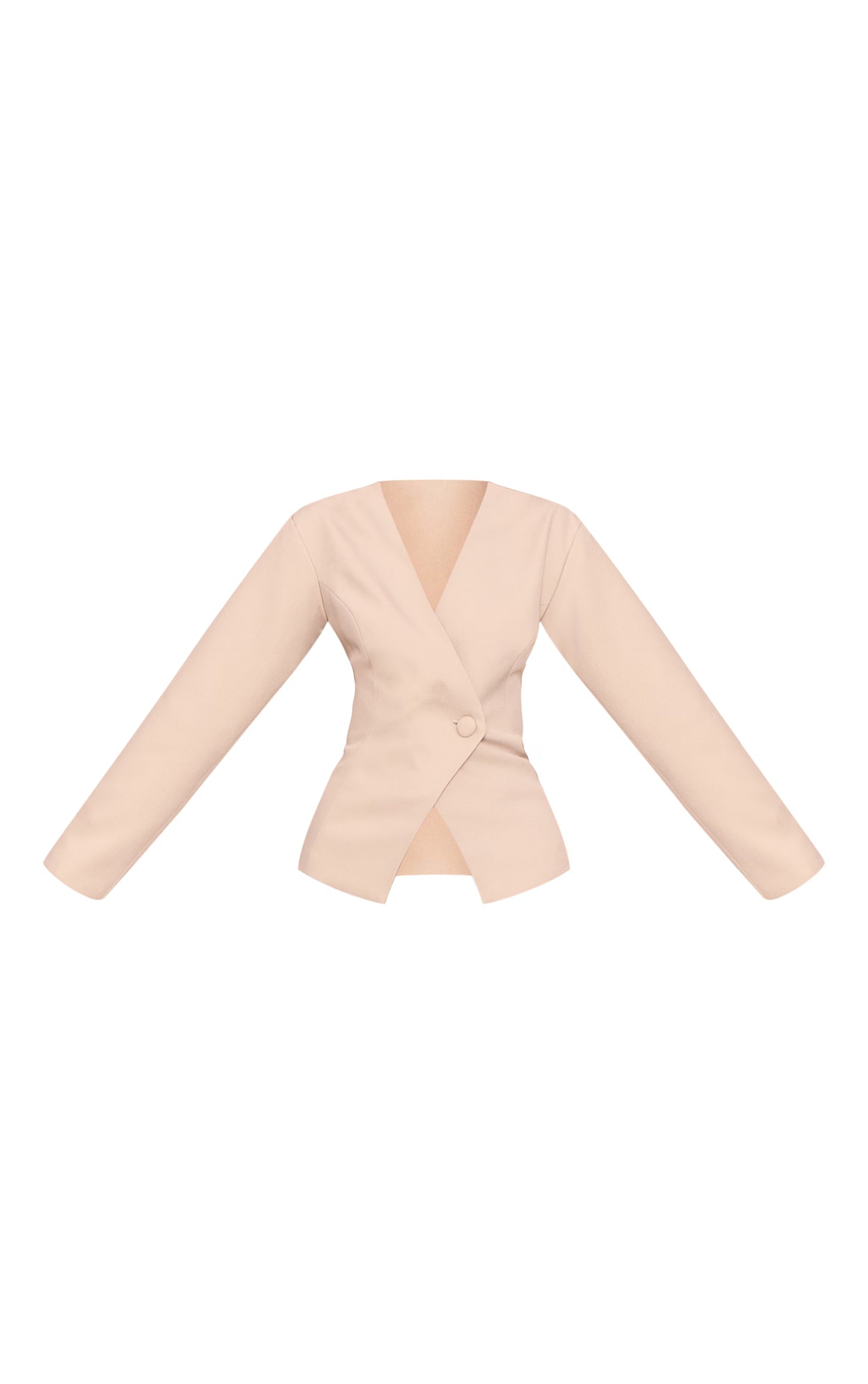 Light Grey Tailored Cinched Waist Asymmetric Blazer