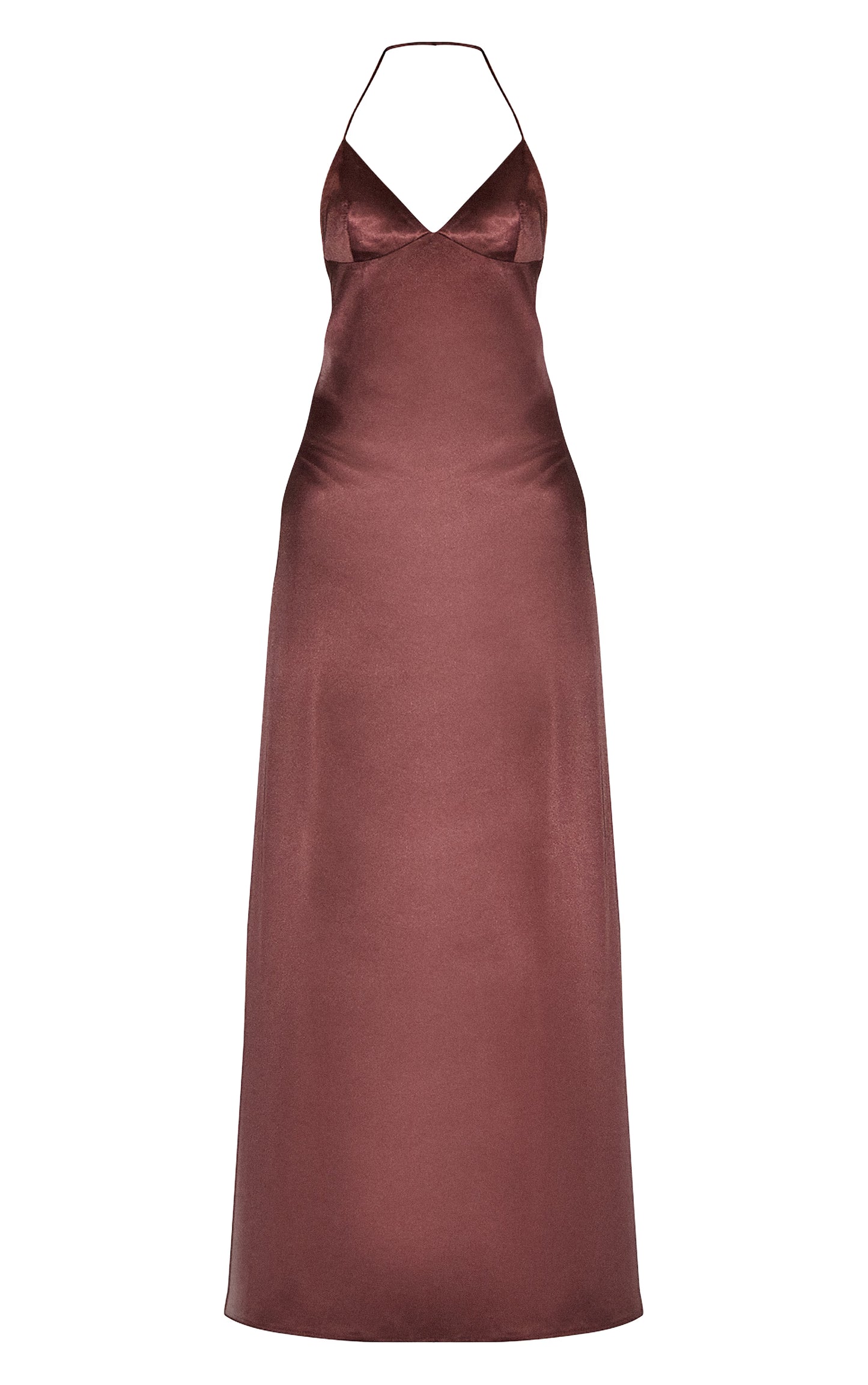 Chocolate Satin Lace Up Back Maxi Slip Dress