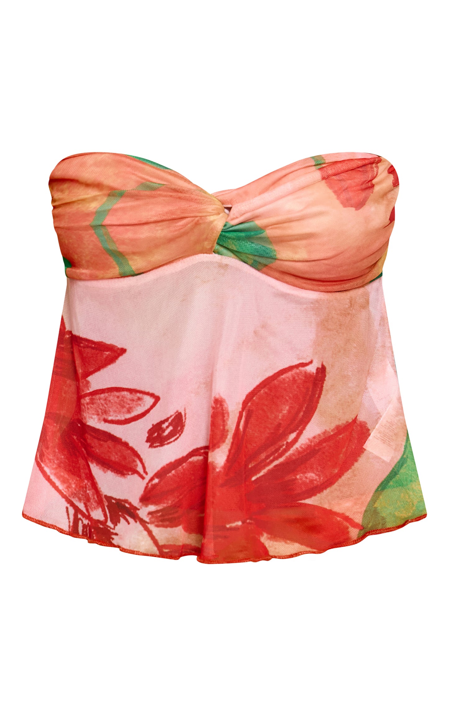 Multi Print Mesh Bandeau Top