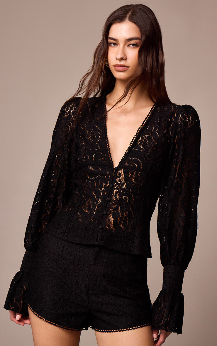 Black Sheer Lace Shorts