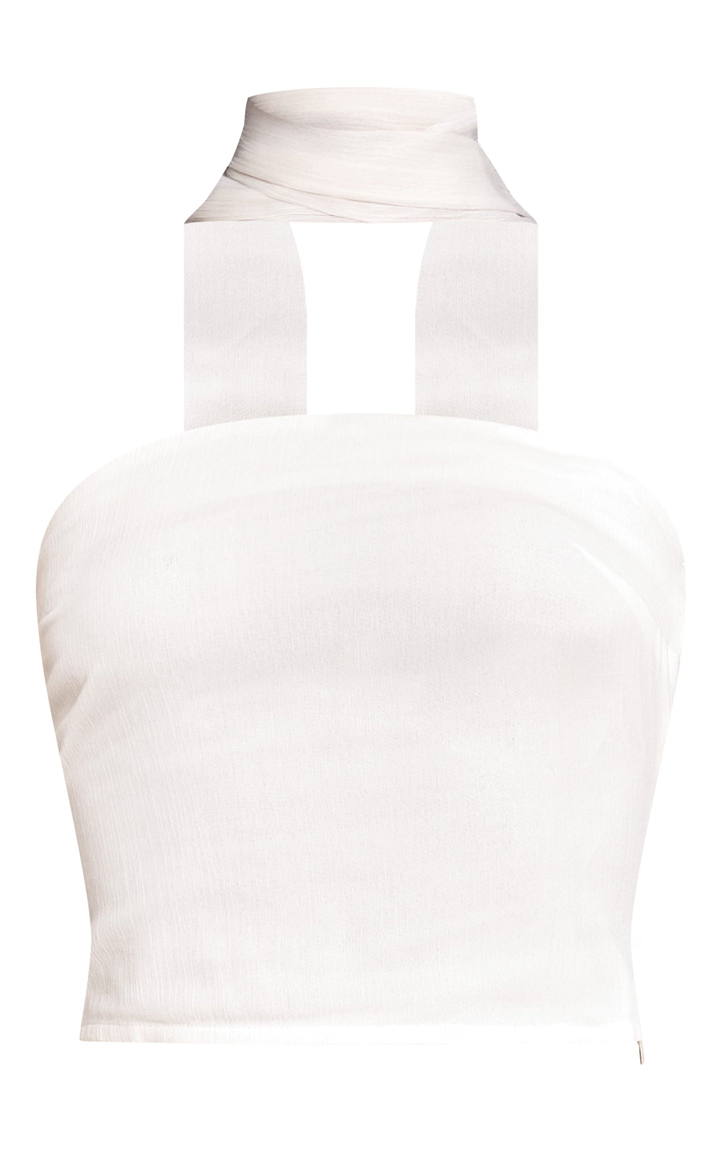 Cream Chiffon Neck Wrap Bandeau Top
