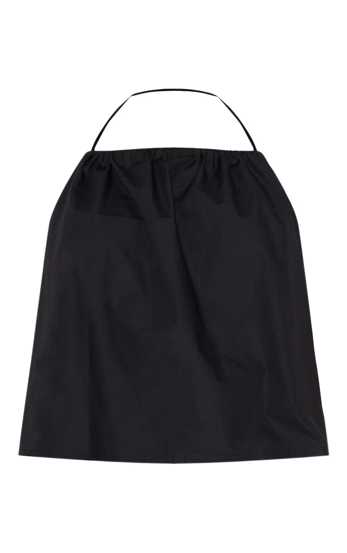 Petite Black Poplin Low Back Halterneck Top