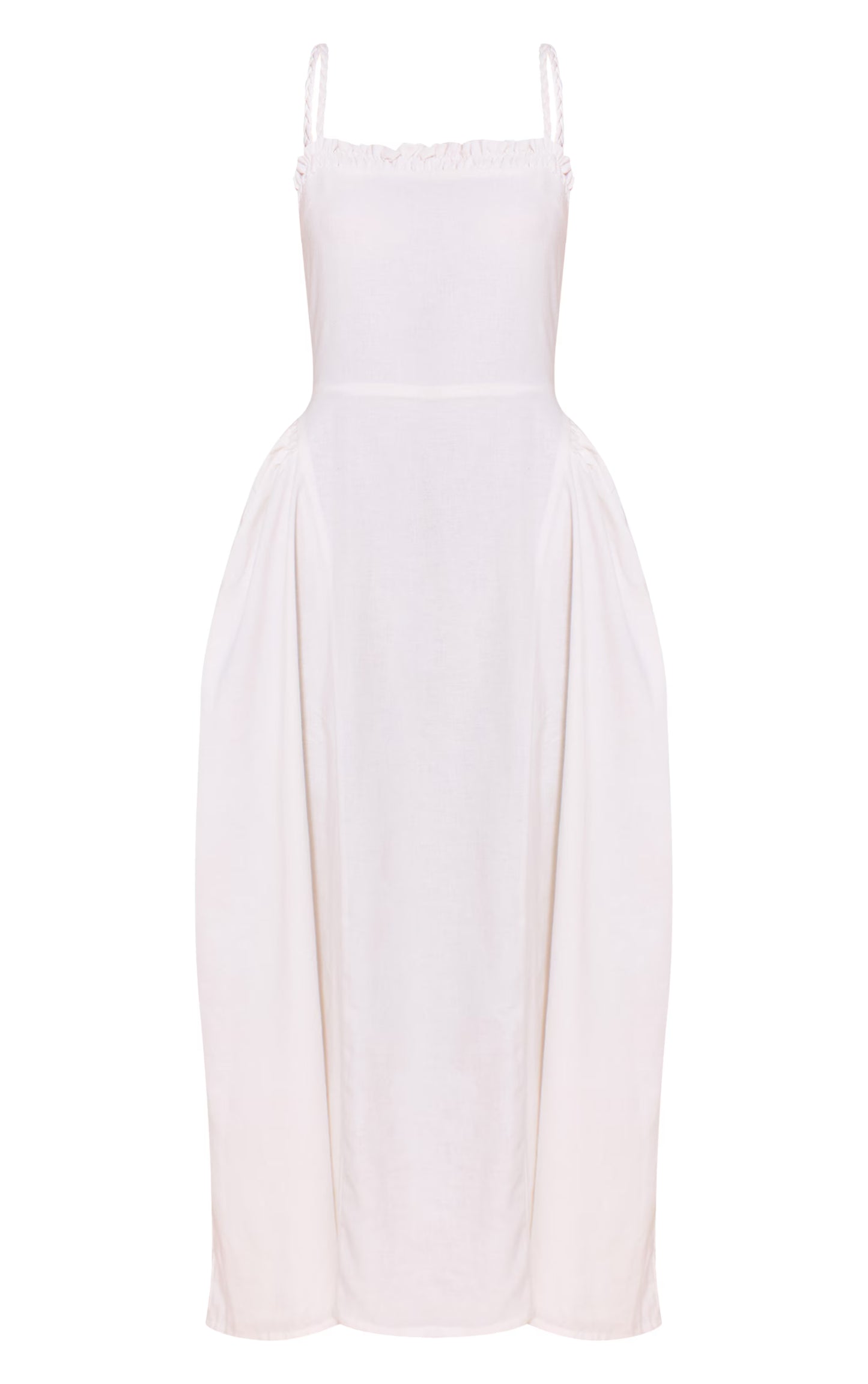 White Braided V Waist Midaxi Dress