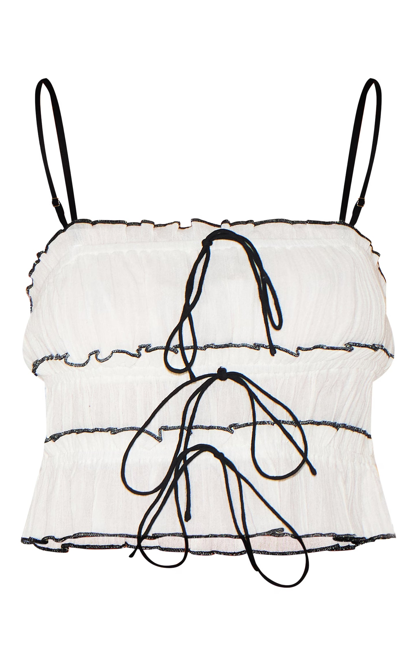 White Cheesecloth Contrast Cami Top