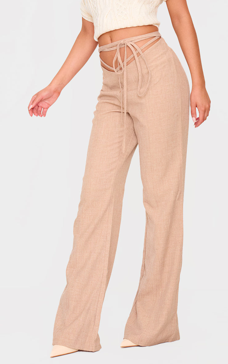 PLT Label Taupe Tie Waist Pants