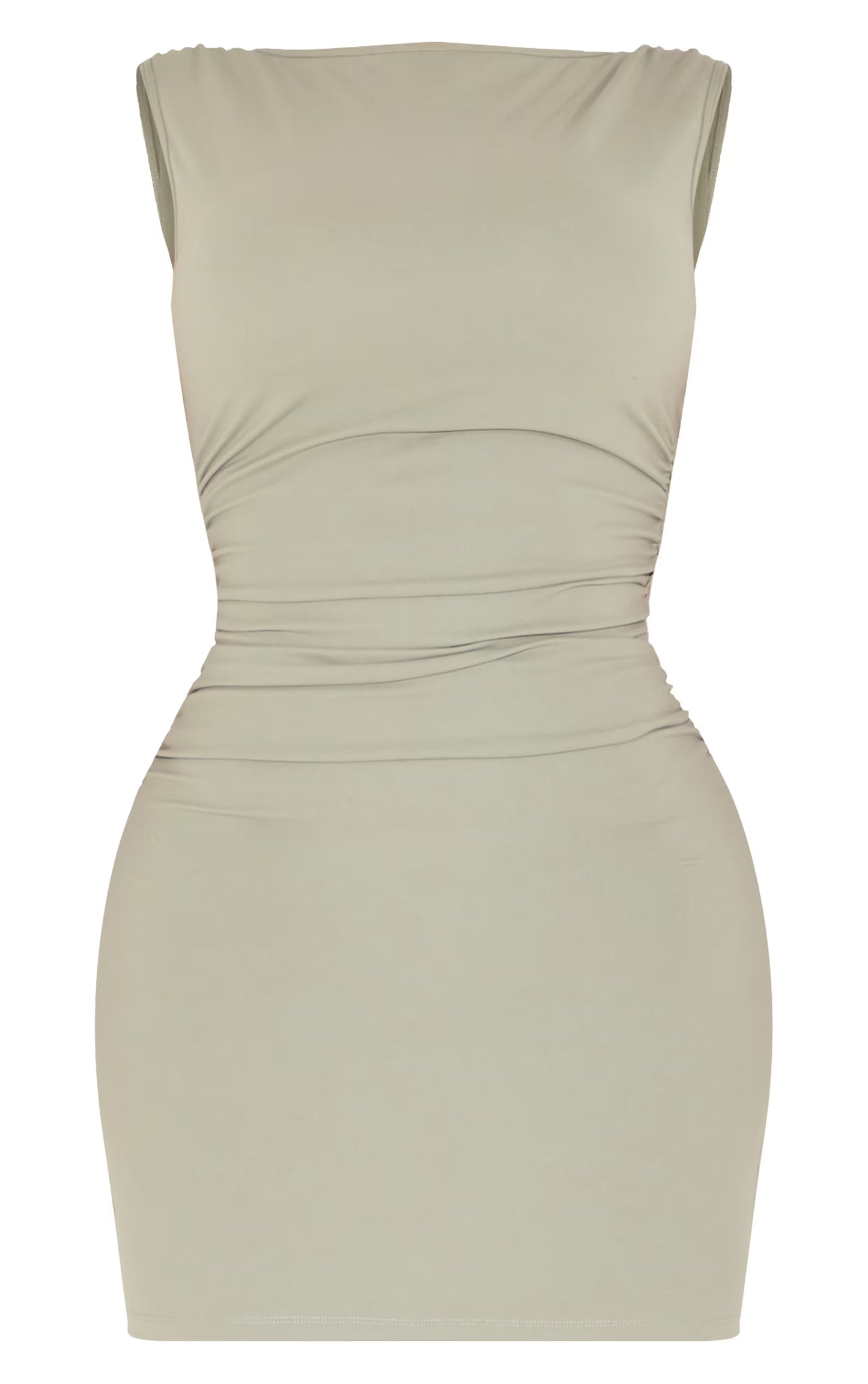 Shape Seafoam Built In Bra Sculpt Boat Neck Ruched Side Mini Dress