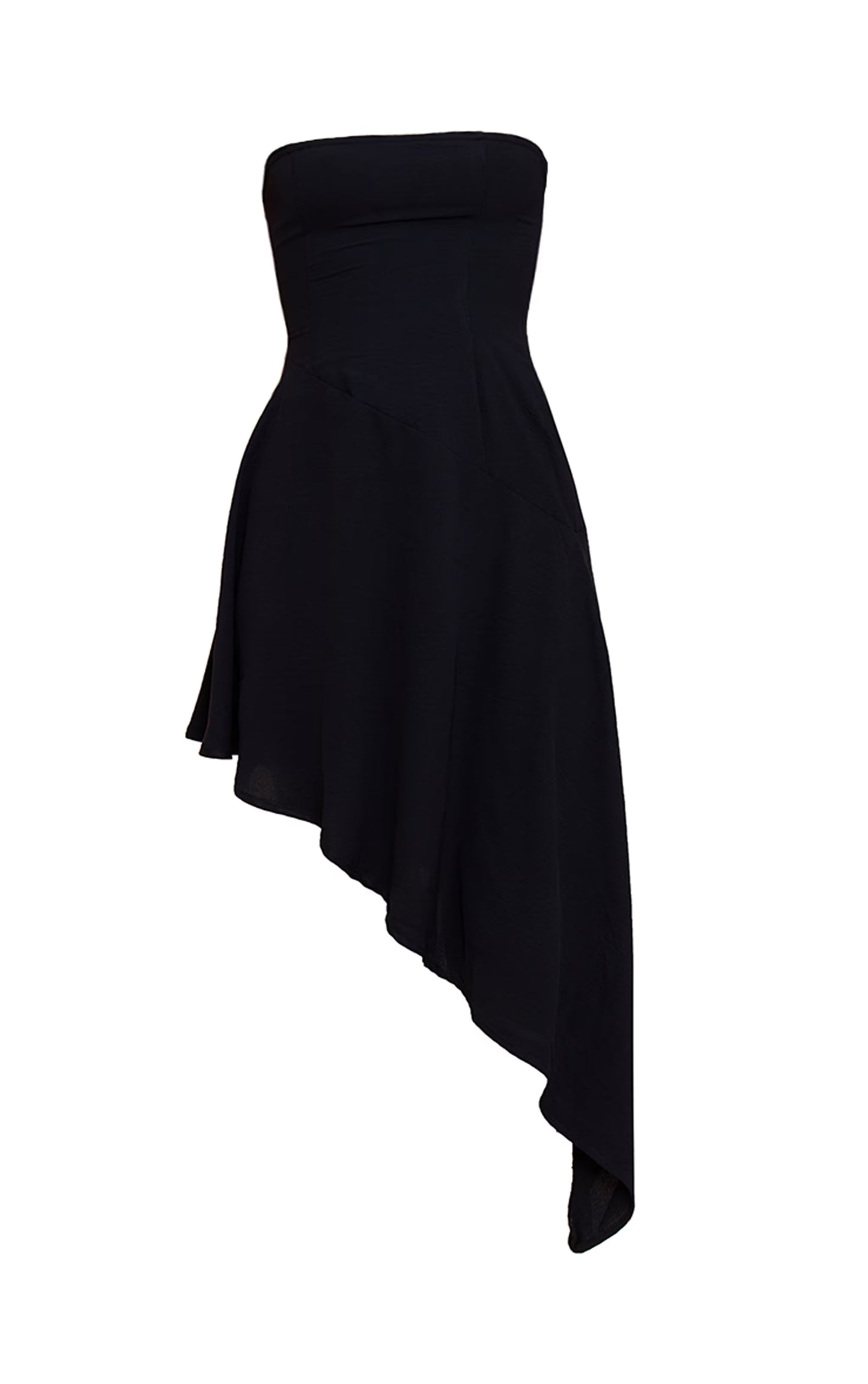 Black Textured Bandeau Midi Dress