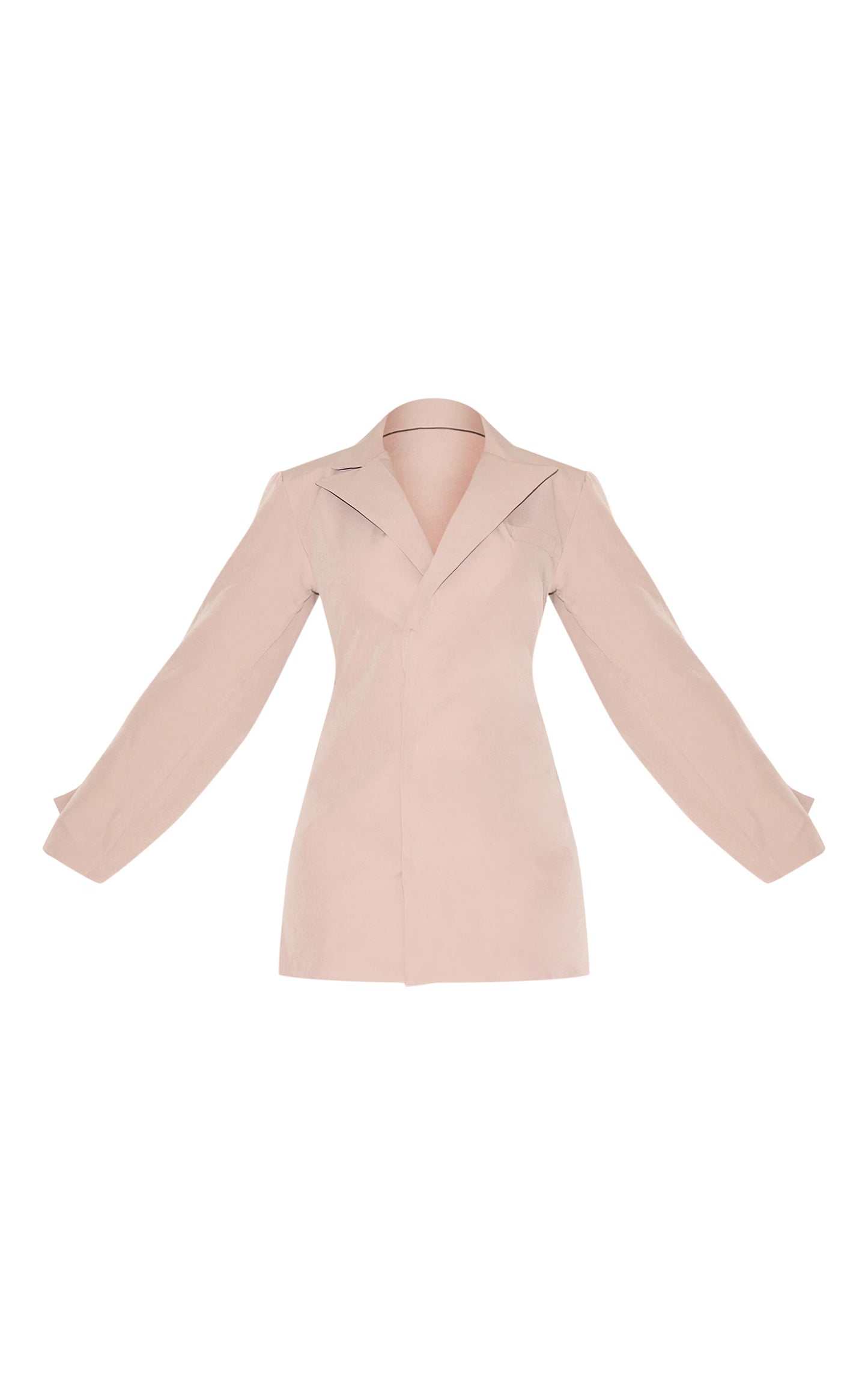 Shape Beige Woven Cinched Adjustable Waist Blazer