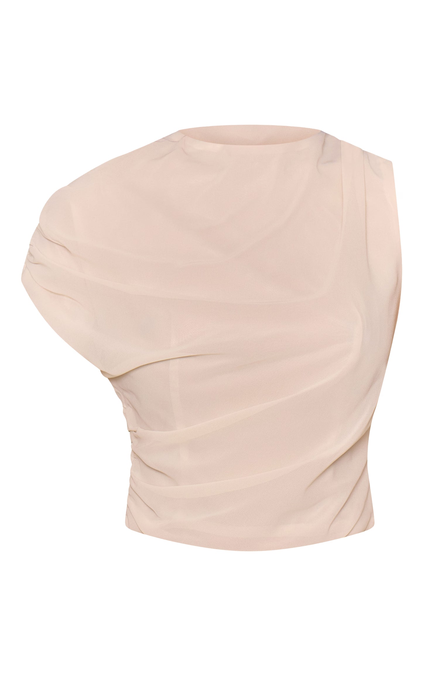 Cream Chiffon Asymmetric Top