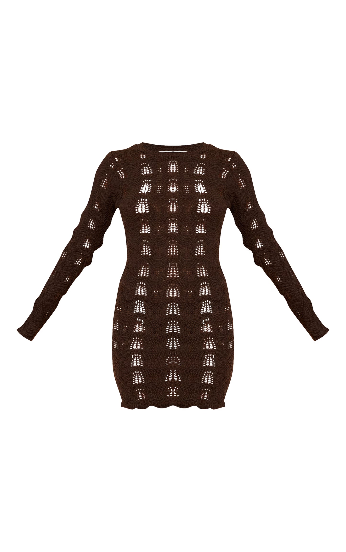 Chocolate Long Sleeve Backless Mini Dress