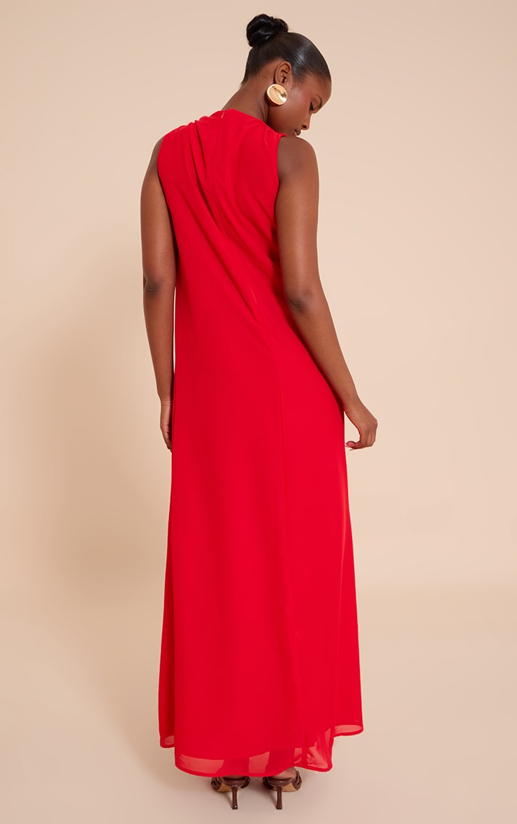 Red Chiffon Floaty Sleeveless Maxi Dress