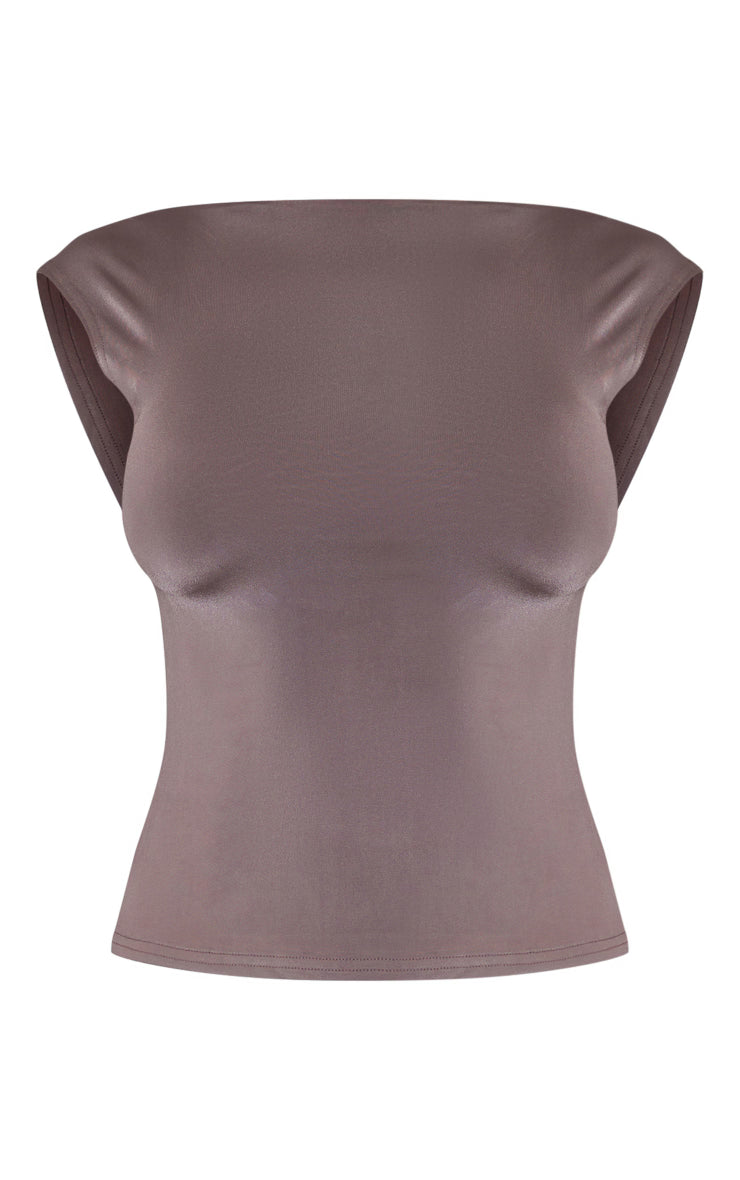 Mocha Slinky Open Back Longline Top