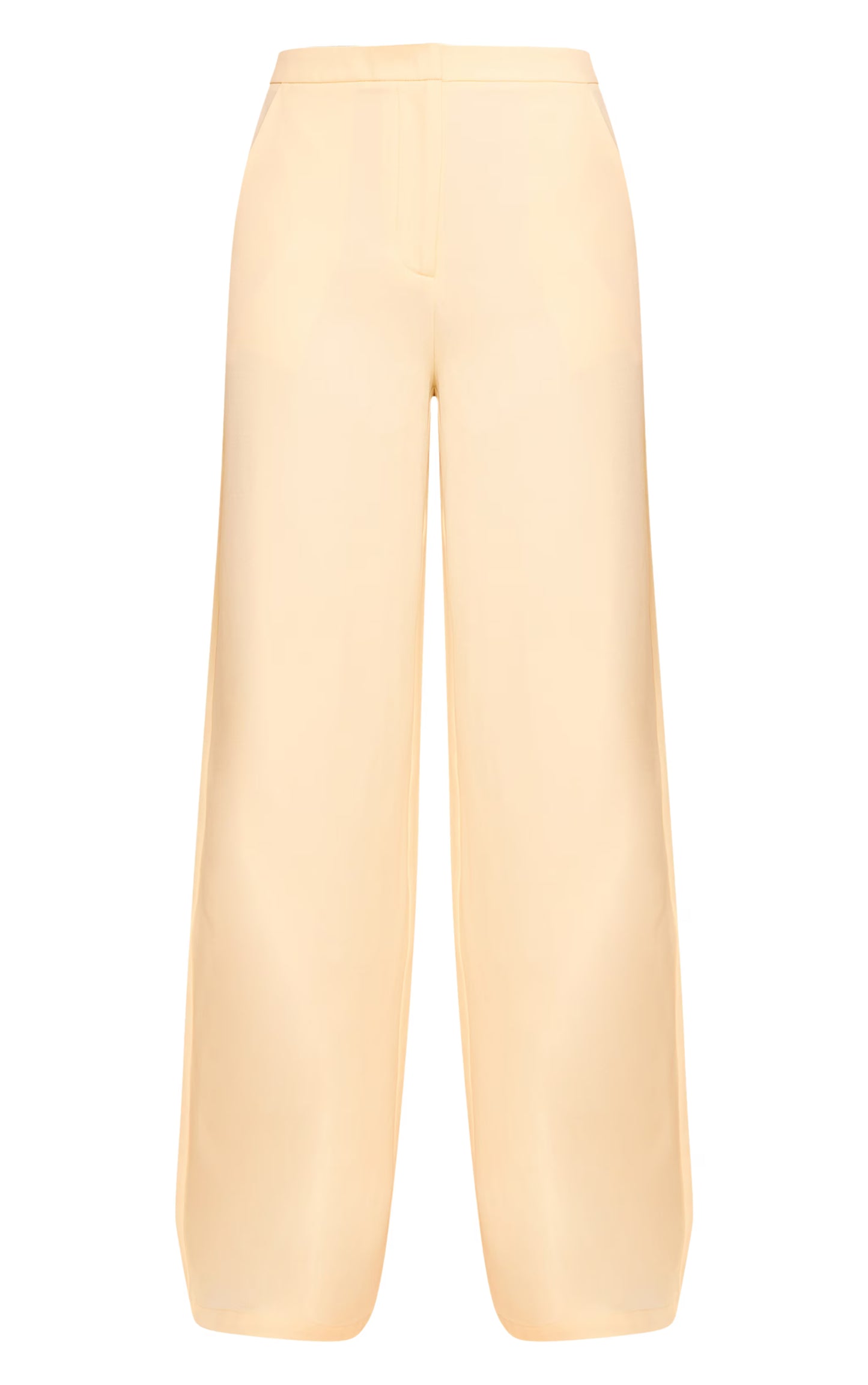 Butter Yellow Woven Extreme Wide Leg Pleated Mid Rise Wide Leg Pants