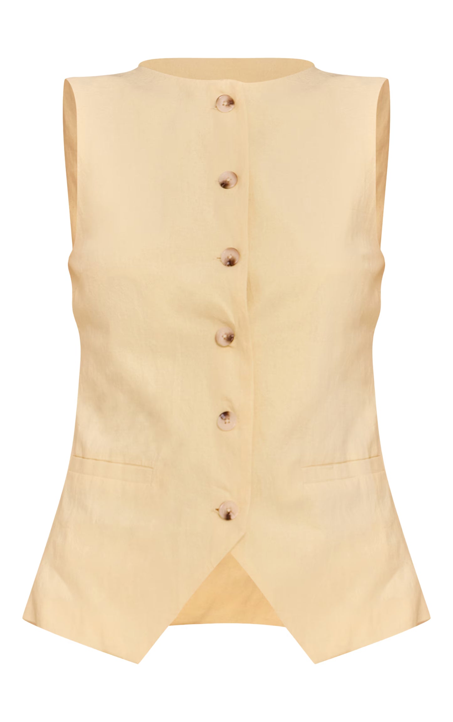 Butter Yellow Linen Look Tailored Vest