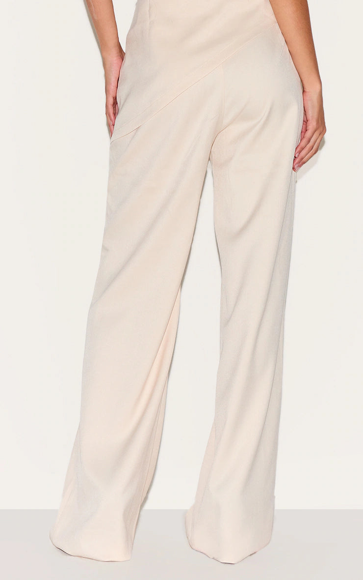 Almond Tailored Woven Wide Leg Pants
