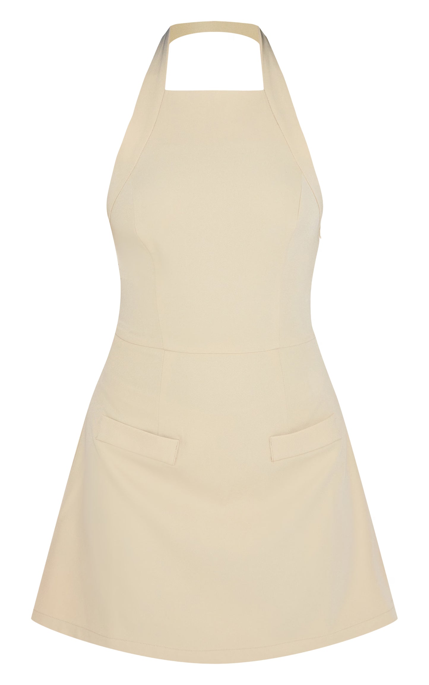 Butter Cream Tailored Woven Halterneck A Line Dress