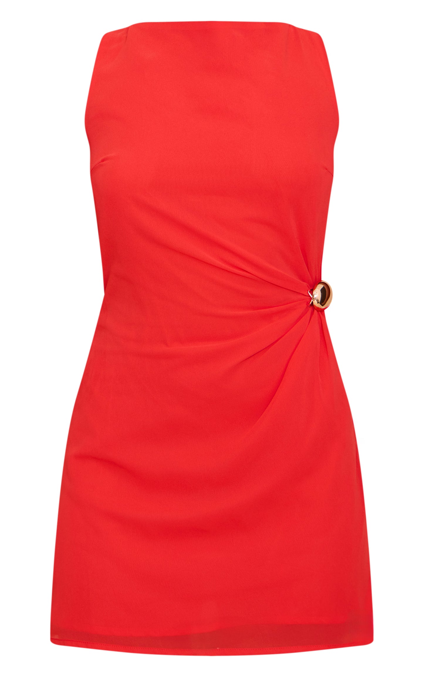 Red Chiffon Trim Detail Mini Dress