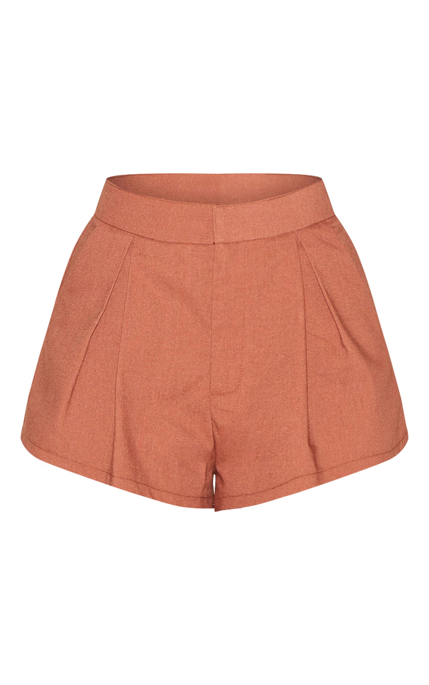 Rust Linen Look Woven Tailored Shorts