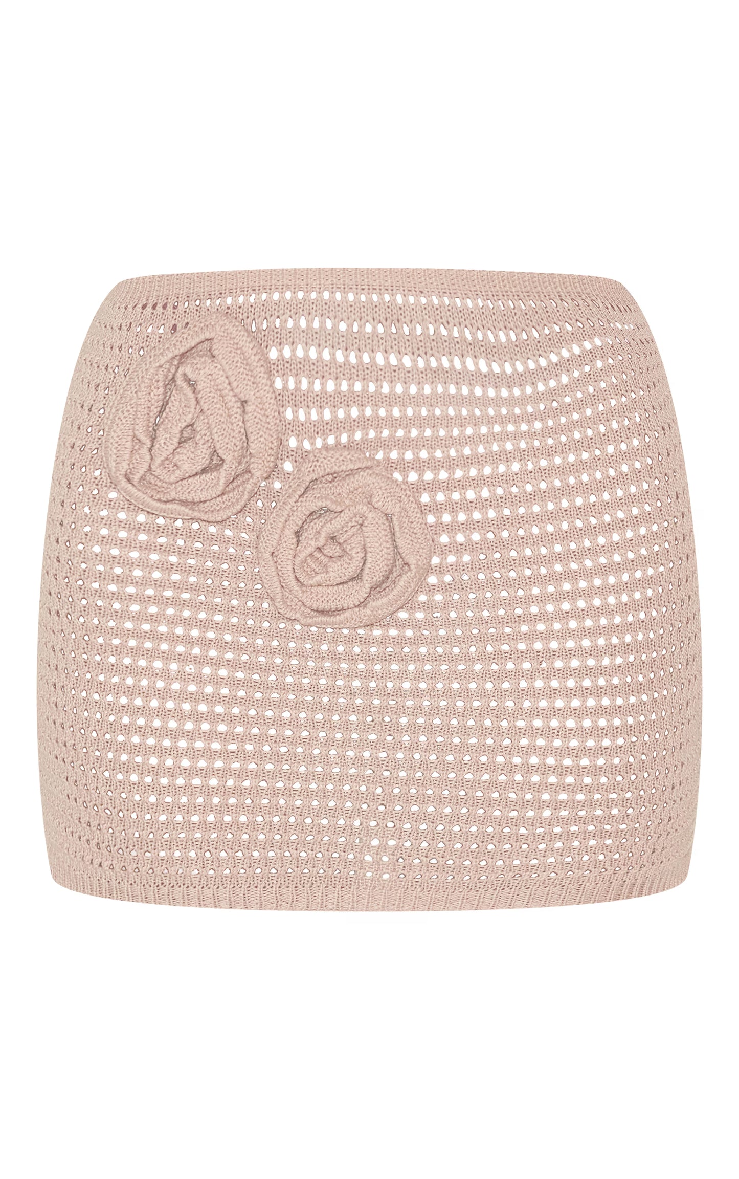 Taupe Flower Applique Crochet Mini Skirt