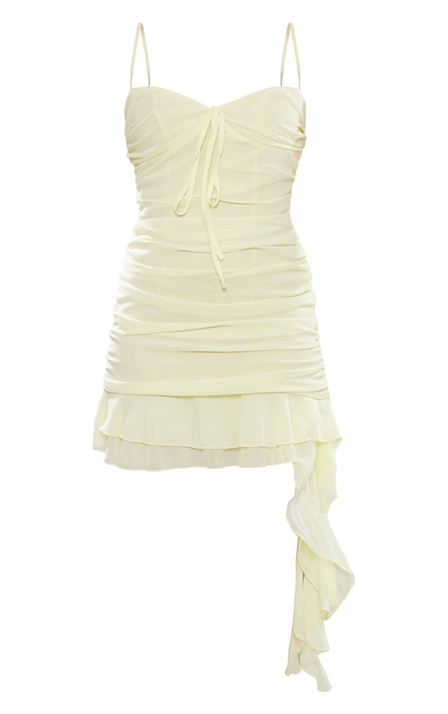 Yellow Chiffon Bodycon Dress