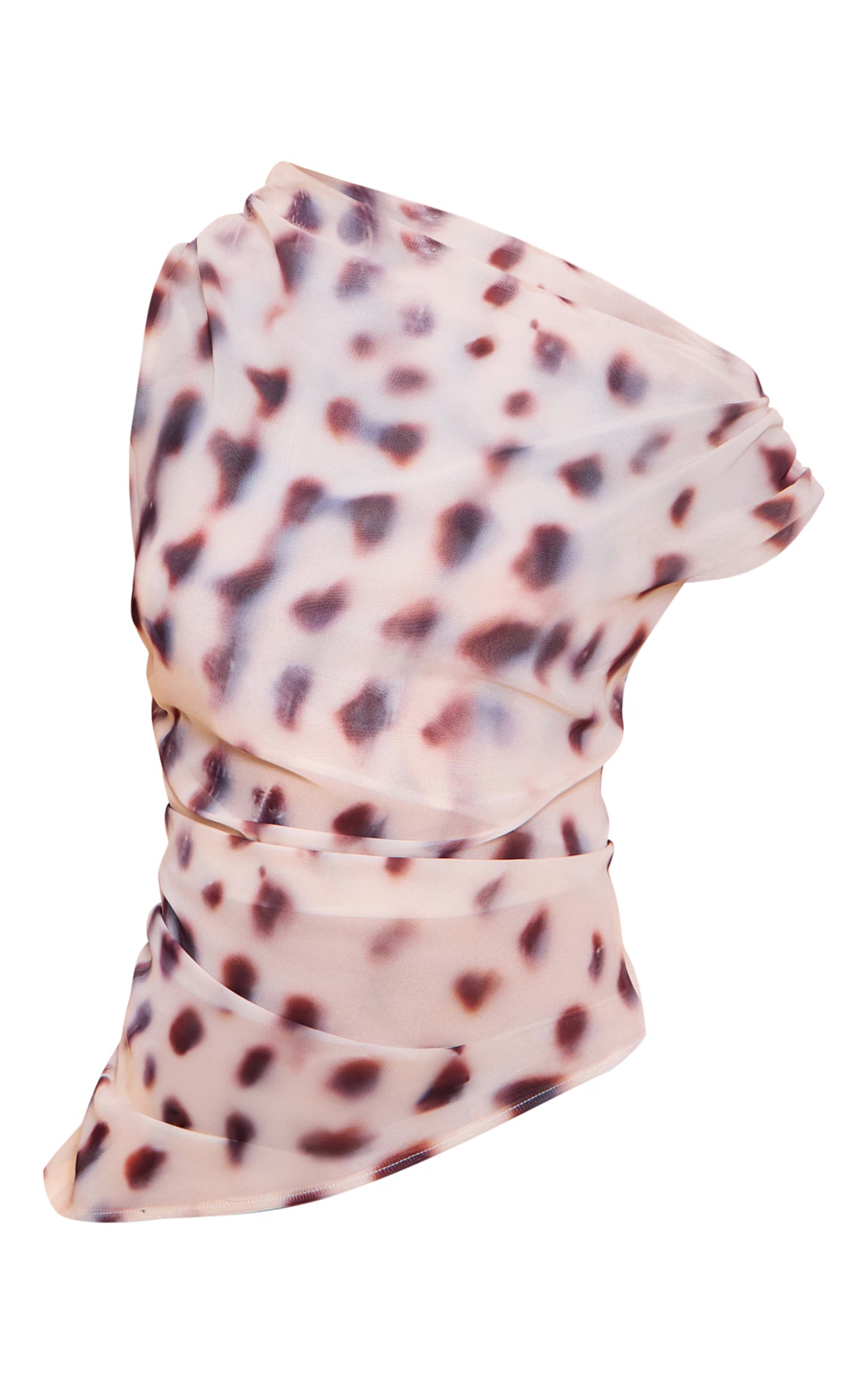 Cream Shell Printed Chiffon Asymmetric Hem Long Top
