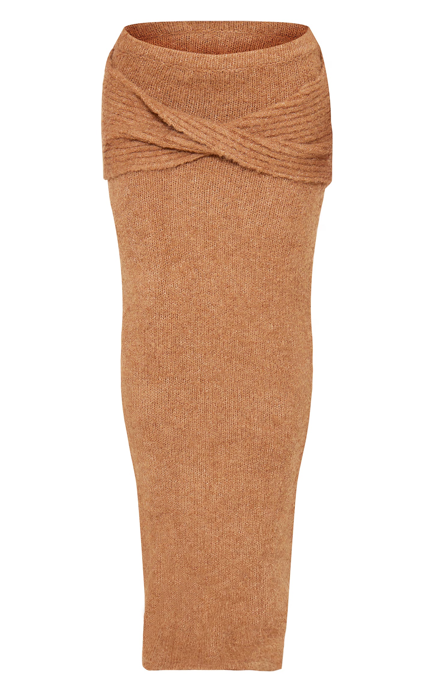 Mocha Soft Bobble Knit Foldover Maxi Skirt