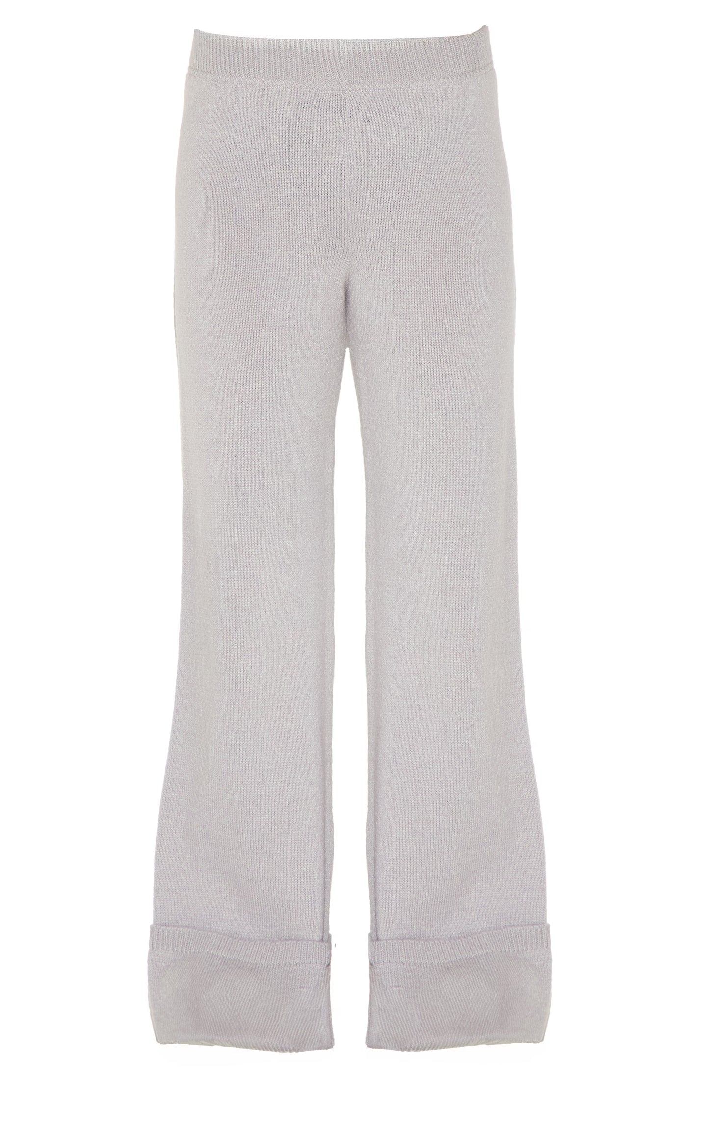 Grey Turn Up Hem Knit Pants