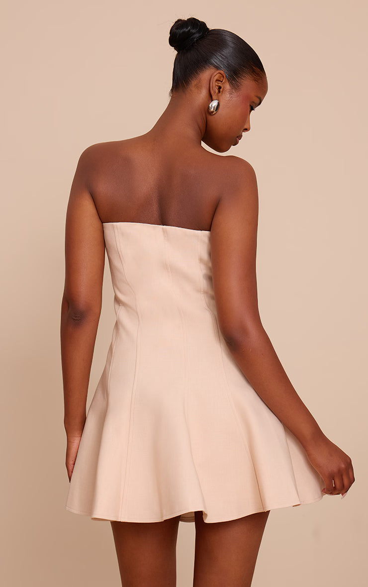 Cream Woven Bandeau Shift Mini Dress