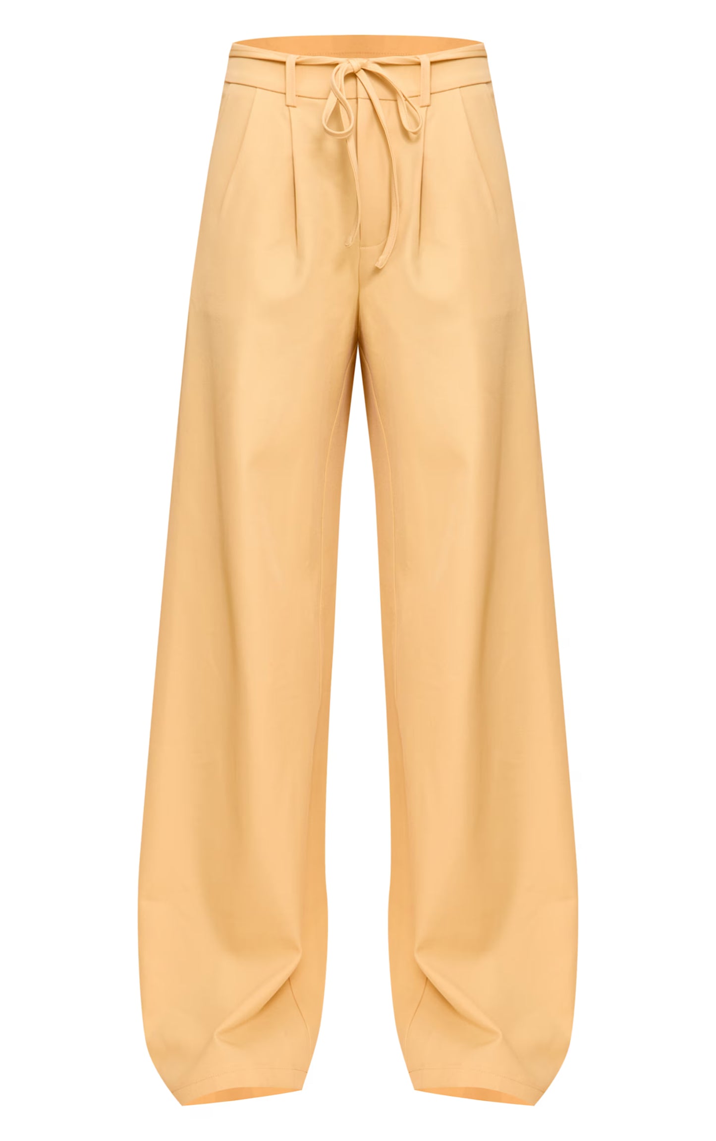 Butter Yellow Tailored Tie Detail Woven Wide Leg Pants