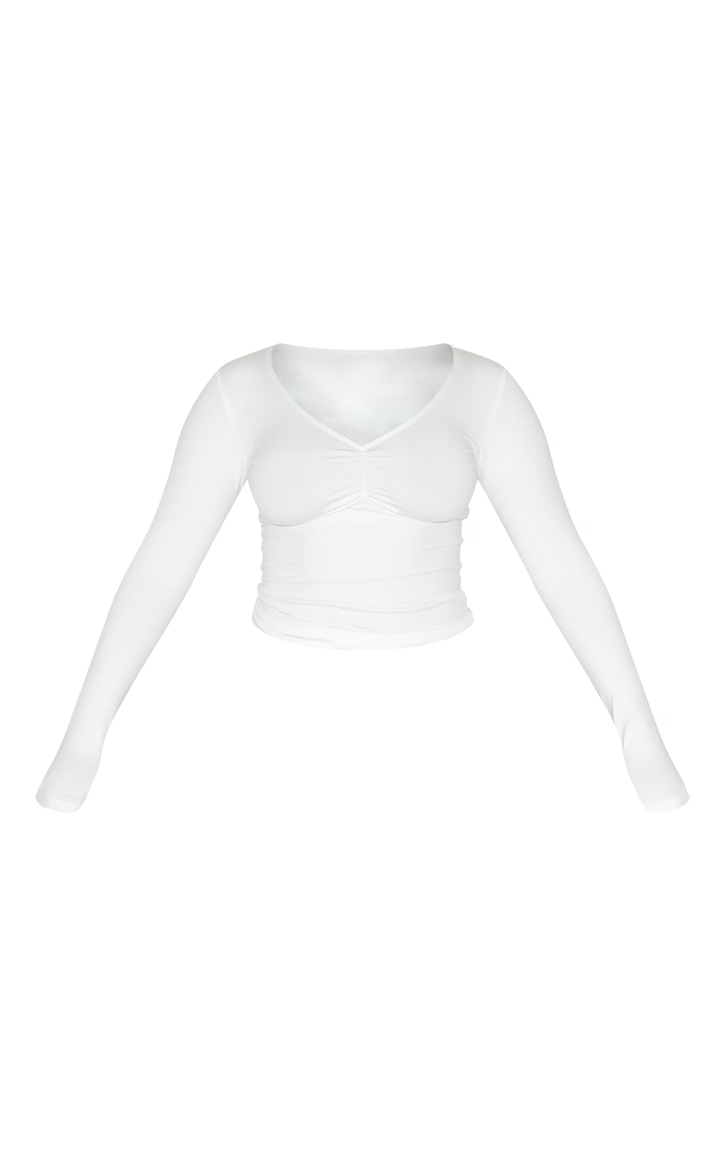 Shape White Sculpt Ruched Bust Long Sleeve Top