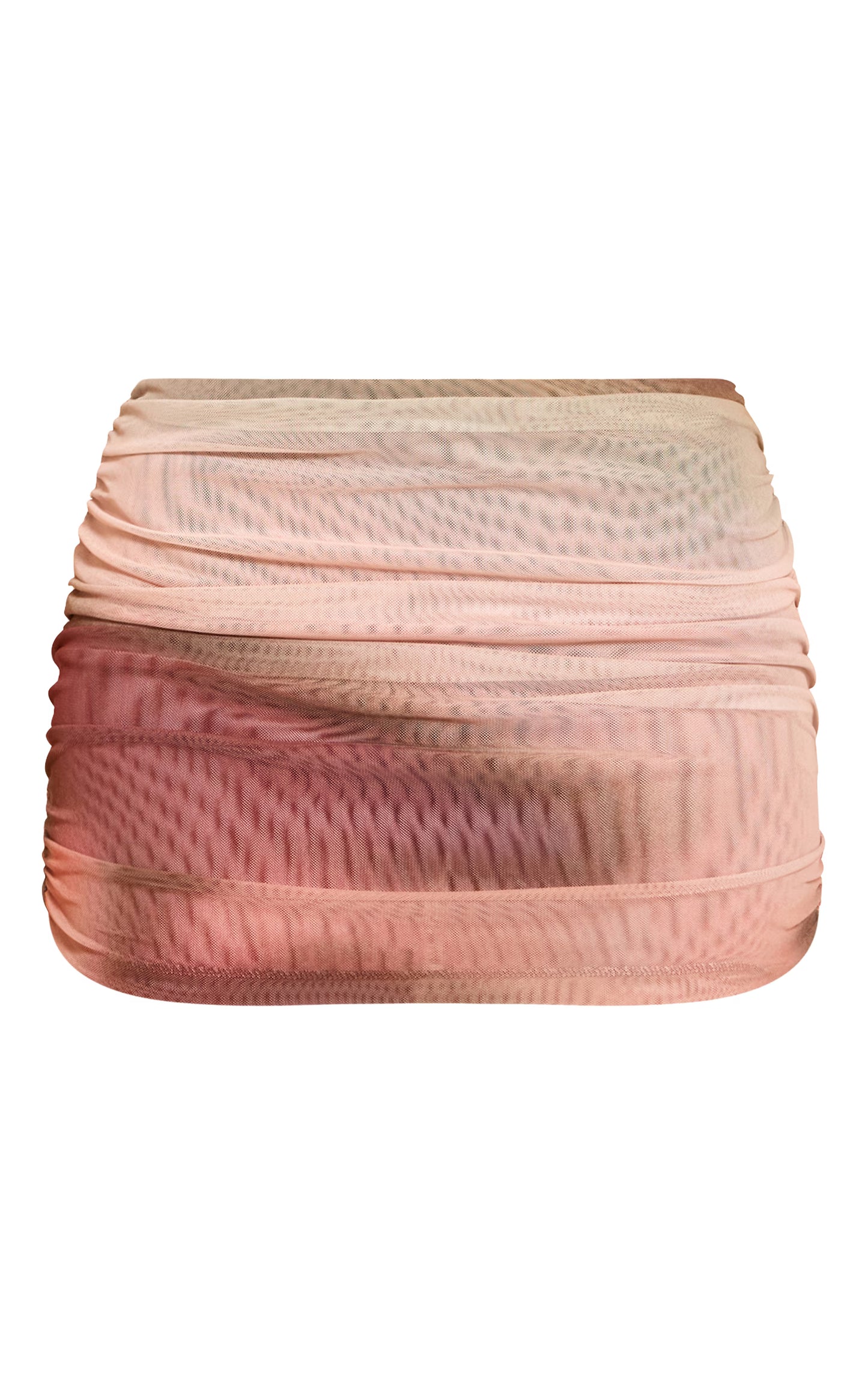 Multi Abstract Print Mesh Ruched Mini Skirt