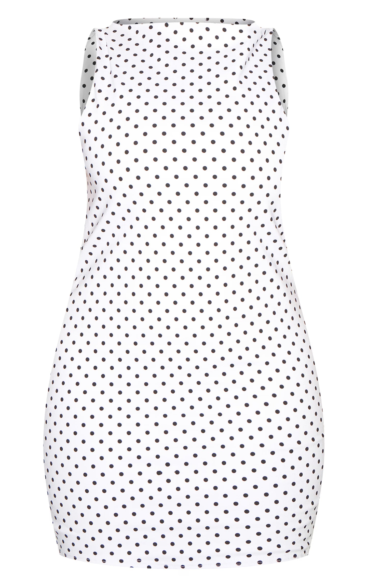 Shape White Polka Dot Boat Neck Mini Dress