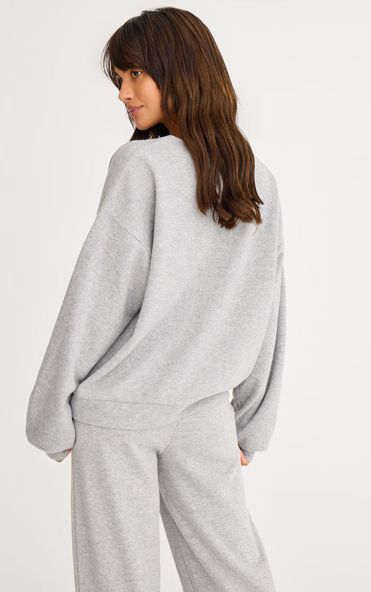 Grey Button Up Soft Touch Sweat Cardigan