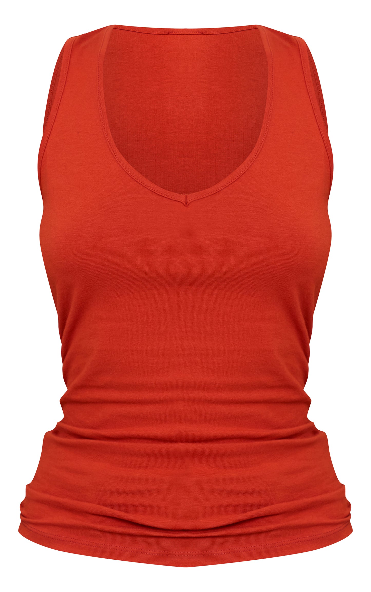 Rust Soft Cotton V Neck Vest Top