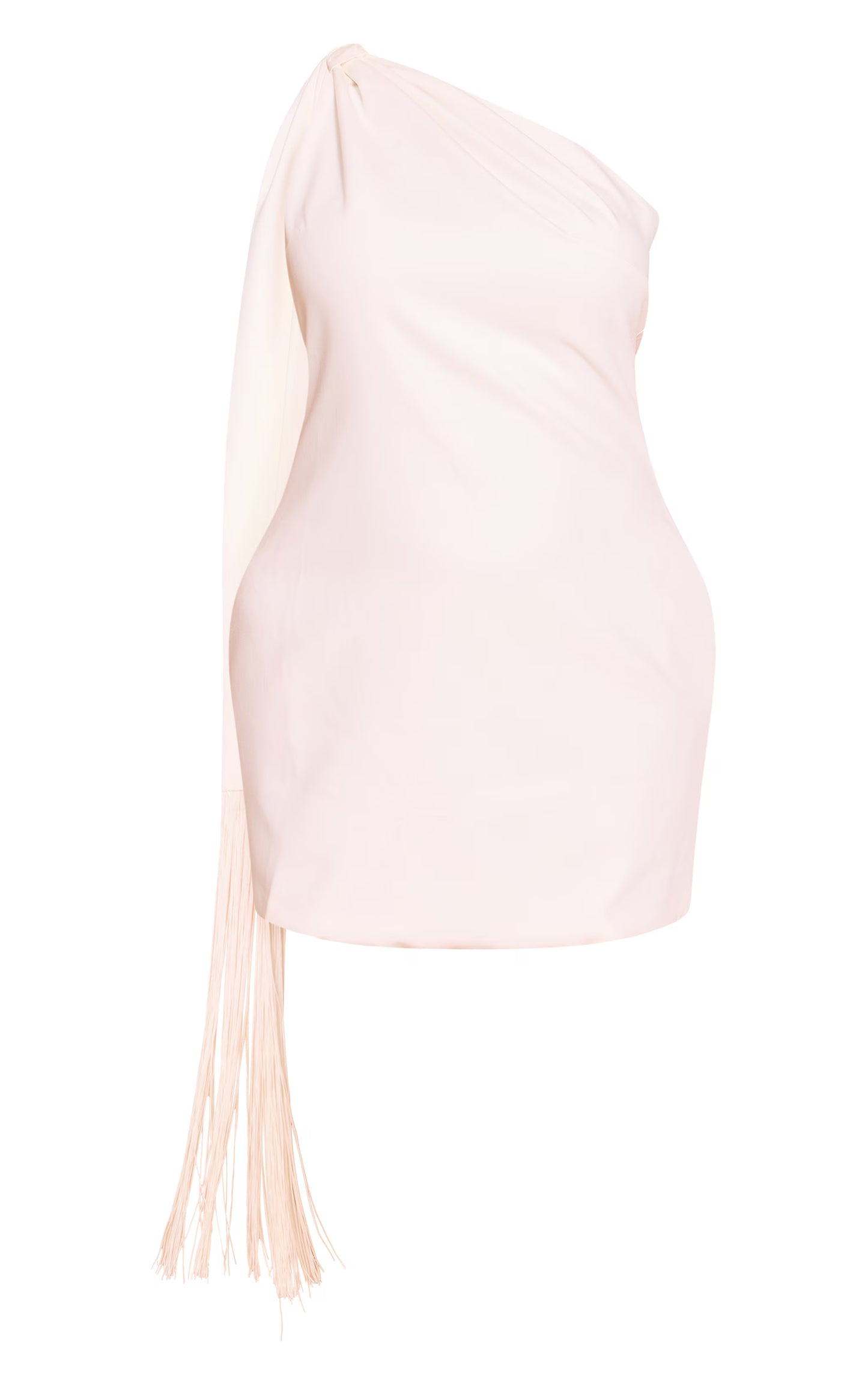 Plus White Woven Fringe Scarf Detail Mini Dress
