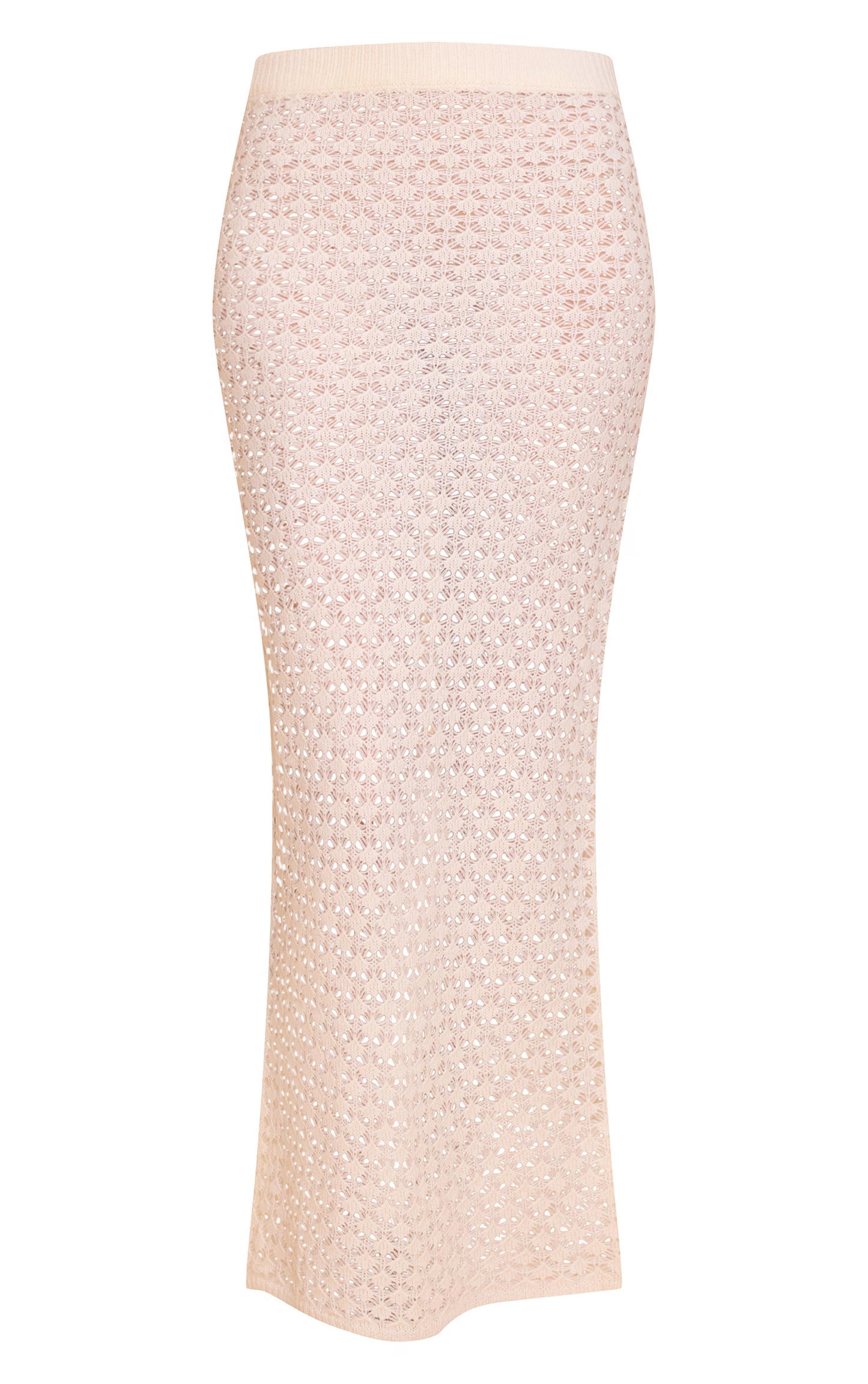 Ecru Crochet Knit Maxi Skirt
