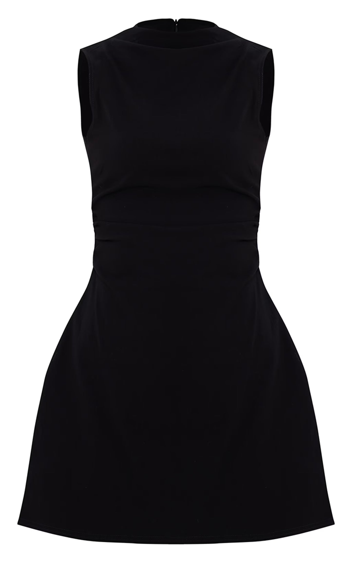 Black Stretch Woven Ruched Detail Bodycon Dress