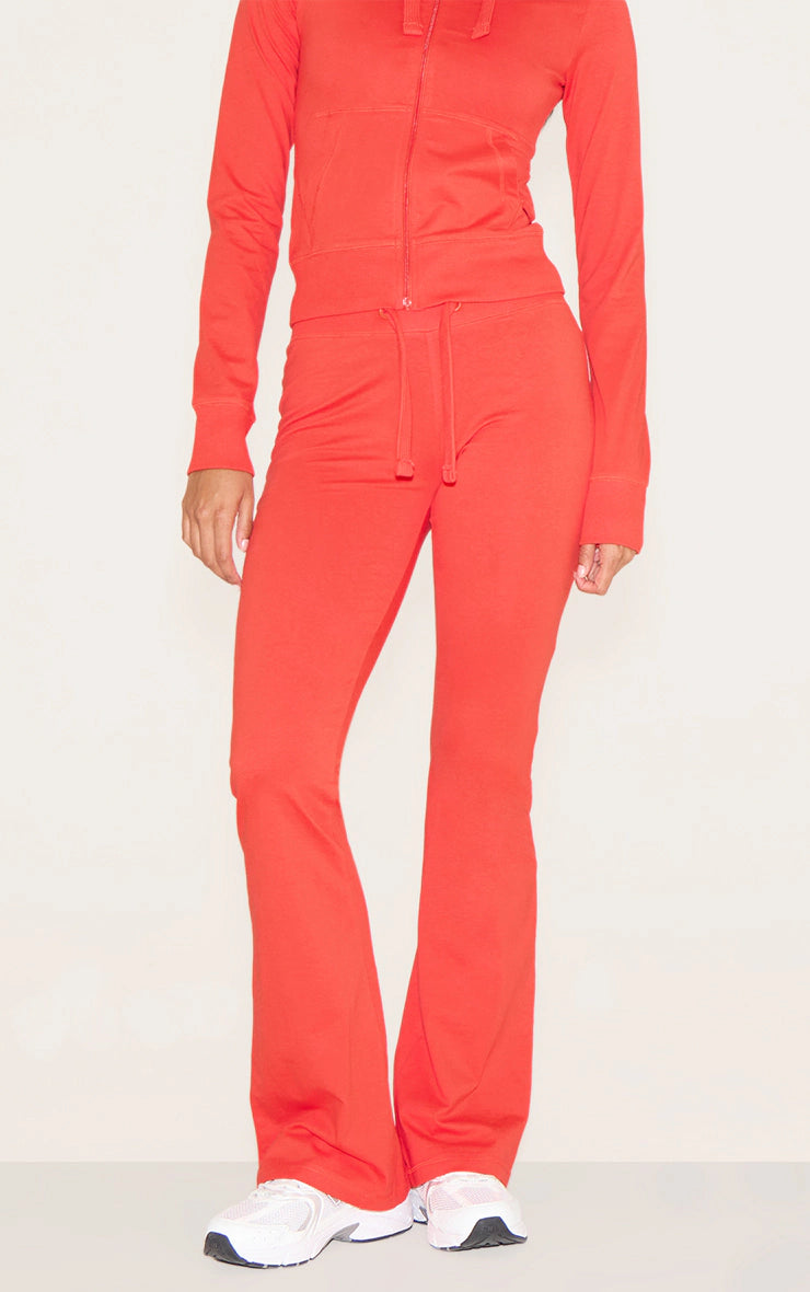 Red Low Rise Skinny Flare Pants
